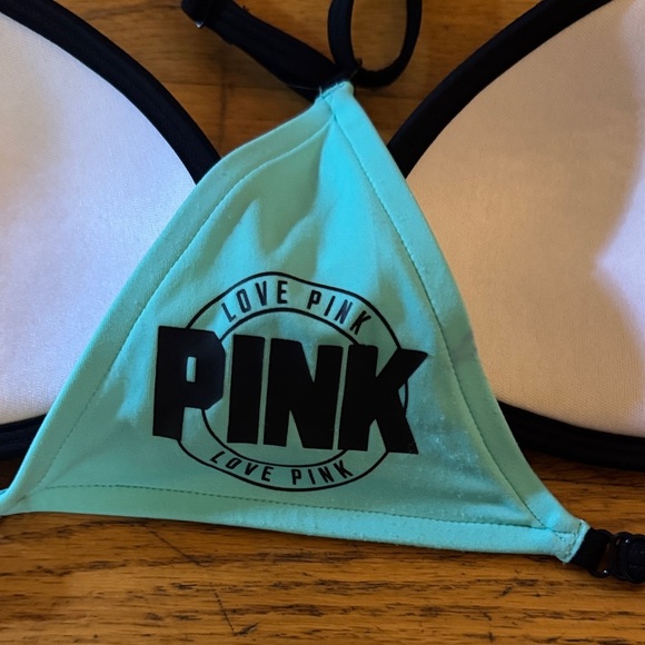 PINK| Aqua and Black Sporty Bikini Top - Picture 5 of 7